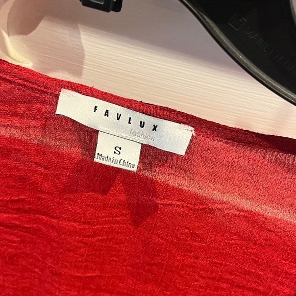 FAVLUX Vibrant Red Drape Blouse - Picture 2 of 6